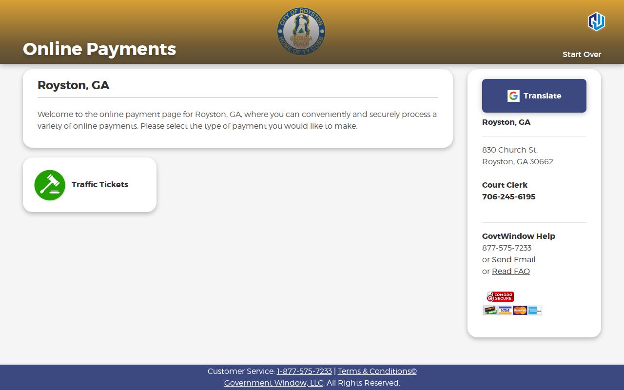Hart County municipal warrant research through Royston Government Window